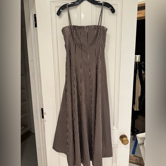 STAUD Wylie Striped Midi Dress - Dark Oak Micro Stripe. Excellent condition. Sz4 - Picture 10 of 10